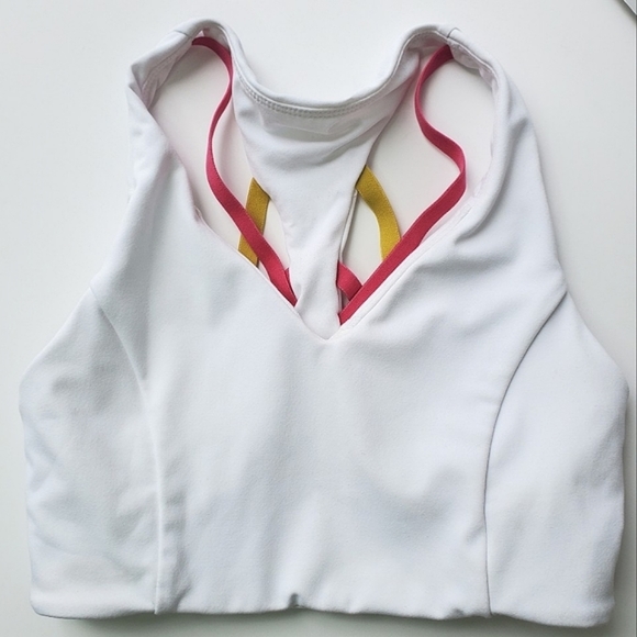 🥳HP🥳Fabletics | Kessler High Impact Racerback Sports Bra White/Plush Pink XXS - Picture 6 of 14